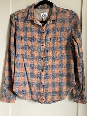 Woolrich Women's Plaid Flannel Shirt, XS, Brown and Grey Plaid